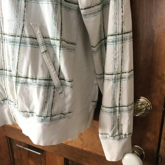 Triple Five Soul Natural White w/Gray & Teal Windowpane Plaid Zip-Up Jacket XL - Picture 7 of 13